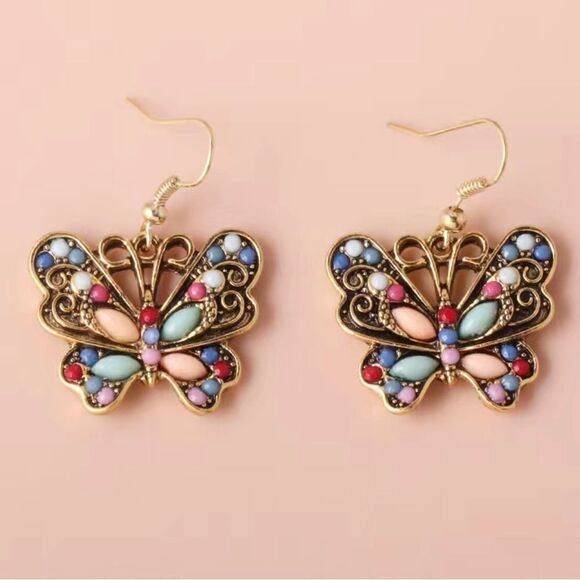 NEW … VINTAGE BUTTERFLY EARRINGS - Picture 2 of 6